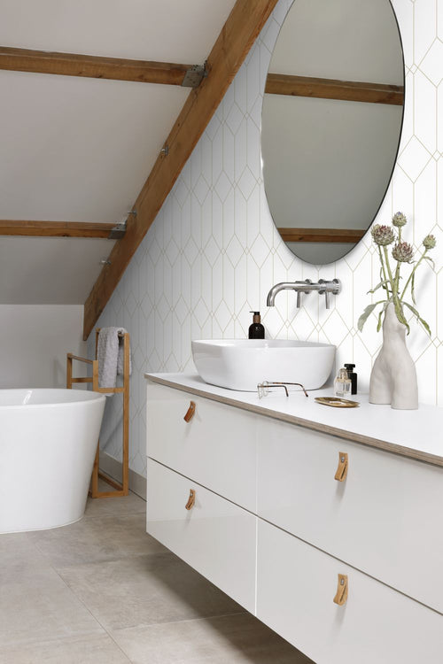 ESTAhome behang art deco motief wit en goud - 53 cm x 10.05 m - 139223 - vtwonen shop