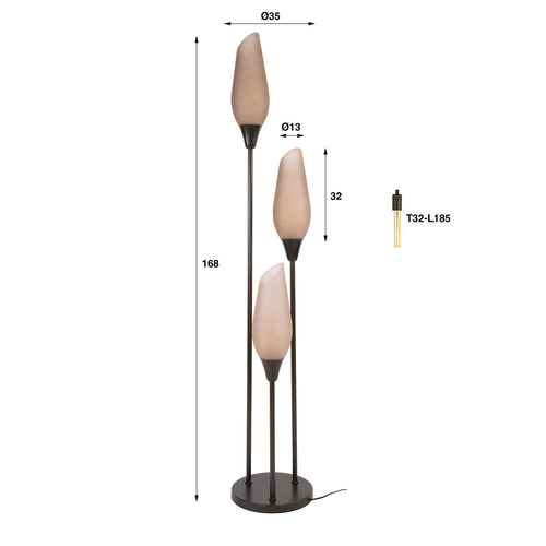 Giga Living Vloerlamp Cocoon - Bruin Frost Glas - 170cm