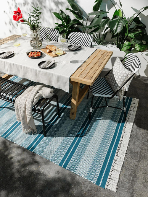 benuta binnen- en buitenkleed Siena - petrol - 250x350 cm