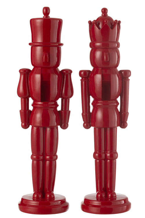 J-Line figuur Notenkraker - polyresin - blinkend rood - large - 2 stuks - vtwonen shop