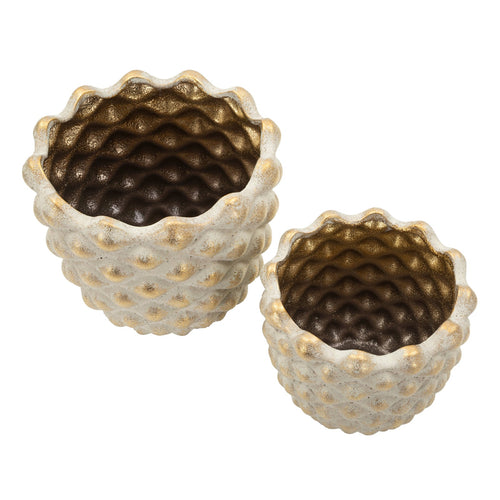 Mauro Ferretti cachepot - set van 2 - Ø 23x18 - 18,5x15,5 cm - bruin