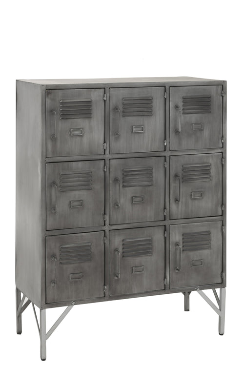 J-Line kast - 9 deuren - metaal - zilver