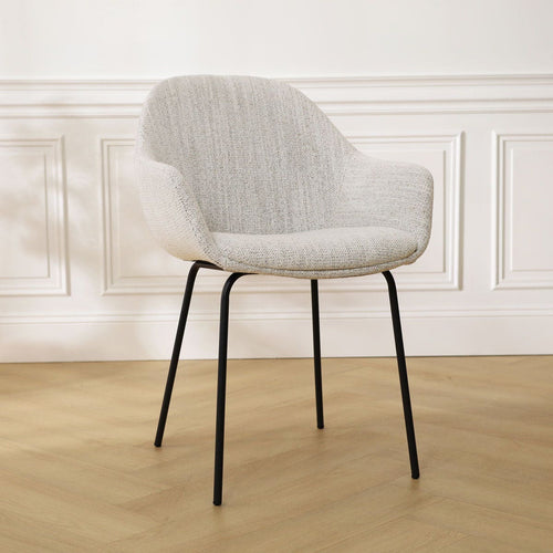 Nolon Nora-Mae Eetkamerstoel Beige Gemêleerd - Armleuning - Zwarte Poten - vtwonen shop