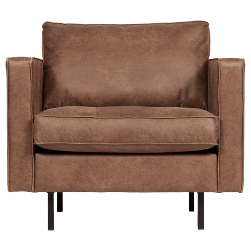 WOOOD classic fauteuil Rodeo - Recycle Leer - Cognac - 83x98x88