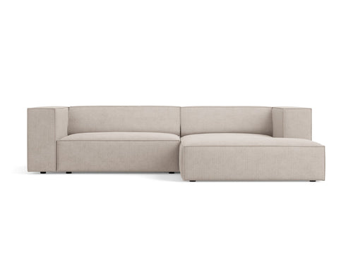 Cosmopolitan Design rechter hoekbank Arendal 3-zits, chenille met ribbeleffect, donkerbeige - 166x224x70cm