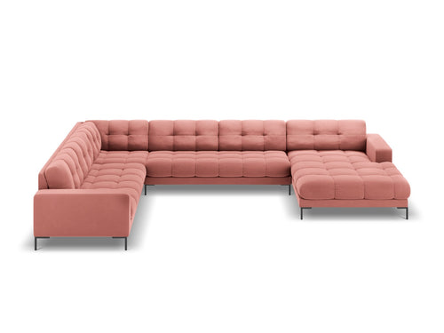 Cosmopolitan Design Panoramische hoekbank links Bali 7-zits, flueel, roze - 256x327x75cm