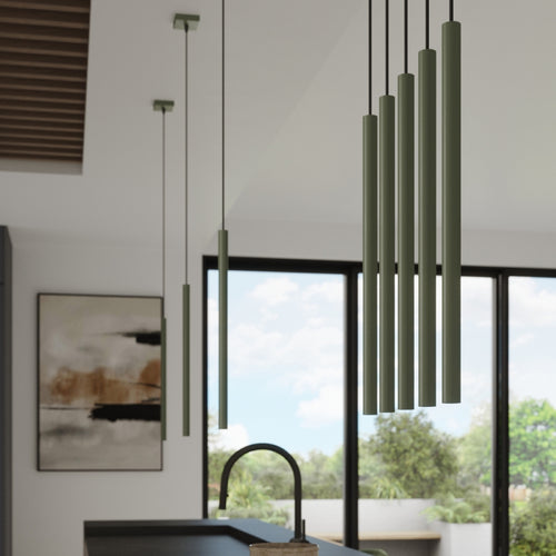 Sollux Lighting Hanglamp PASTELO 5P olijfgroen - 25x25x104cm