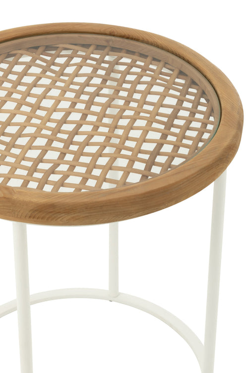 J-Line bijzettafel Mati - sparhout/metaal - naturel/wit