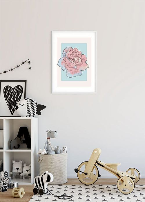 Komar poster roos roze en blauw - 30 x 40 cm - 610101 - vtwonen shop