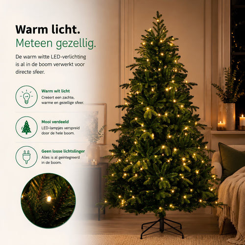 Black Box Trees Brampton Kerstboom met Verlichting - Kunstkerstboom Slank met 180 LED Lampjes en Scharnierconstructie - Kerstversiering voor Binnen -