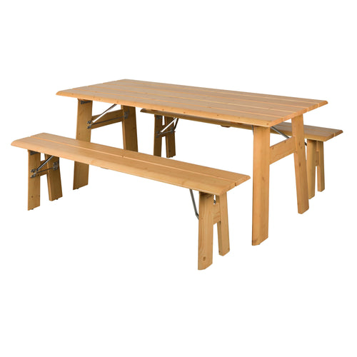 Zuiver Avenue Tuintafel/ Picknicktafel/ Biertafel met 2 banken Hout Opklapbaar Naturel/ Bruin - vtwonen shop