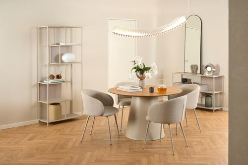 Rebellenclub Eetkamertafel Leeds - ø120 cm - Greige met Eiken Blad