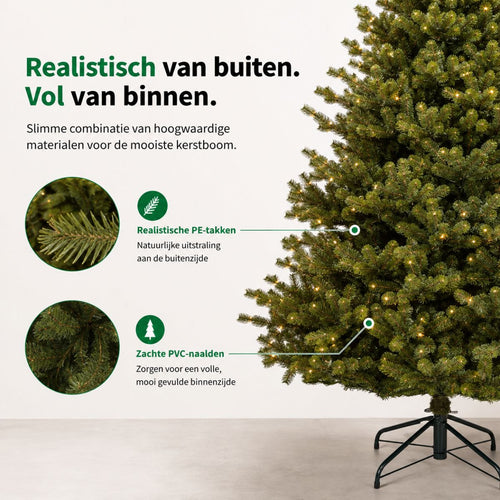 Black Box Trees Clive Kunstkerstboom met Verlichting - Kerstboom Led met 200 Warm Witte LED-lampjes - Scharnierconstructie voor Snelle Montage - H185
