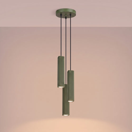 Sollux Lighting Hanglamp RAYO 3P olijfgroen - 20x20x108cm