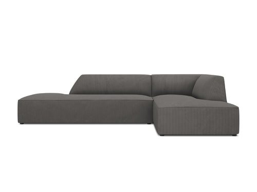 Micadoni rechter hoekbank Ruby 4-zits, ribfluwelen, donkergrijs - 180x273x69cm