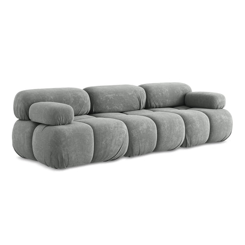 LaMiaSofa 3-zits bank Sanremo - chenille stof - grijs - 285x96x70