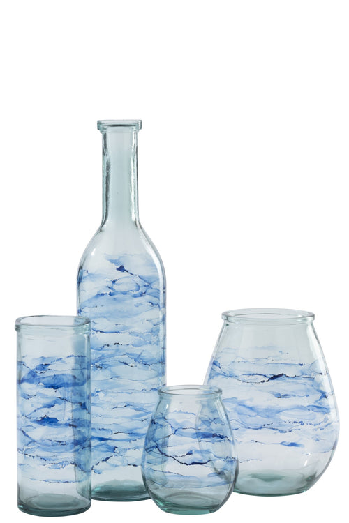 J-Line vloervaas Golf - glas - blauw