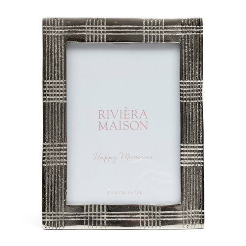 Rivièra Maison Tartan Photo Frame 13x18 - Aluminium, Glas, MDF - Zilver - vtwonen shop