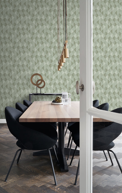 Origin Wallcoverings behang grasweefsel in grafisch 3D motief licht vergrijsd groen - 50 x 900 cm - 347883 - vtwonen shop