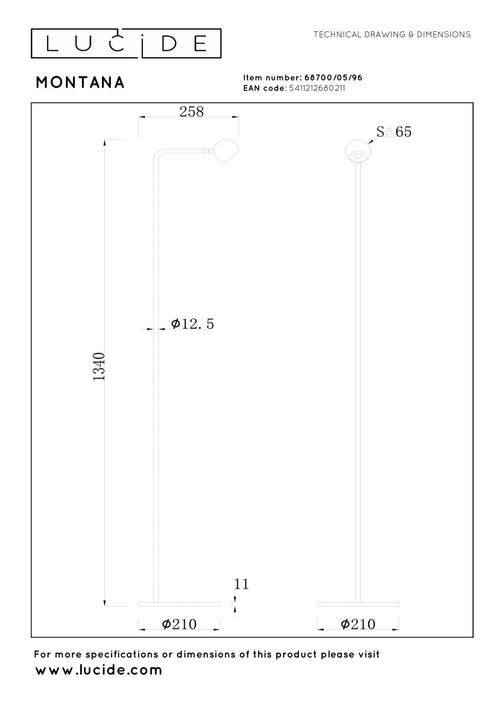 Lucide vloerlamp MONTANA - Geïntegreerde LED - Koffie - vtwonen shop