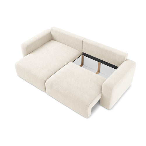LaMiaSofa hoekbank links Ostia - chenille stof - lichtbeige - 244x149x79
