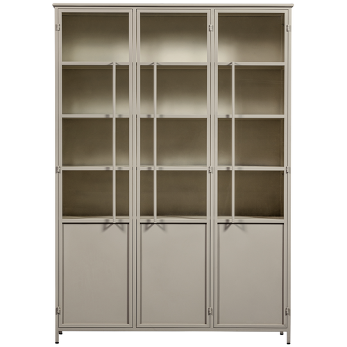 WOOOD 3-deurs vitrinekast XL Exhibit - Metaal - Zand - 200x140x44