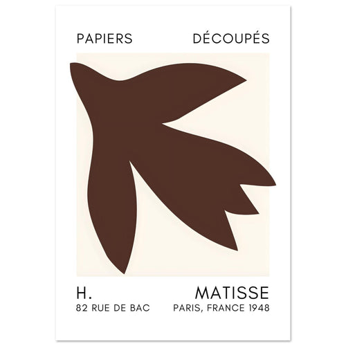 Artfulprints Poster met Lijst Matisse – Shapes in the air brown   - A4 21x29.7 cm - Bruin