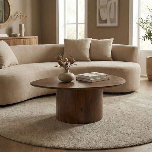 Giga Meubel Salontafel Nara - Organisch Donkerbruin Hout - 80x55x38cm