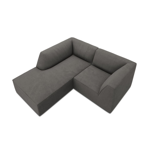 Cosmopolitan Design - Modulaire hoekbank links Siena 3-zits, ribfluwelen donkergrijs - 180x186x69cm