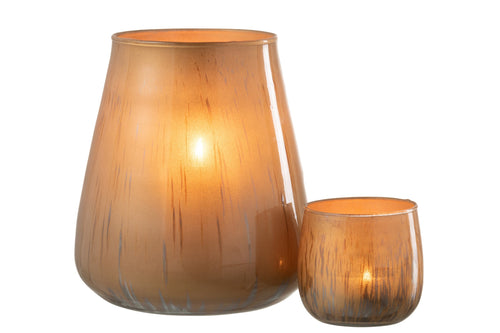 J-Line windlicht Antiek - glas - bruin - large