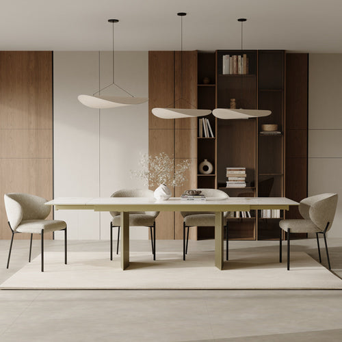 Sia Home - Uitschuifbare tafels ROSE - Keramiek - Carrara wit en goud - 180cm