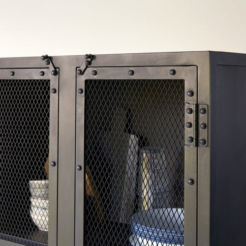 Tikamoon Servieskast met metalen gaas - Zwart - vtwonen shop