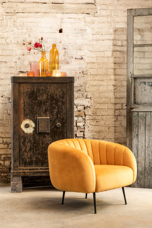 J-Line kaarshouder Bol - glas/fluweel - oker - large - 2 stuks - vtwonen shop