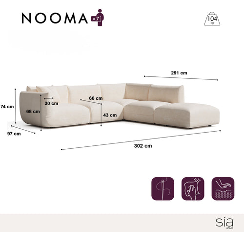 Sia Home - Modulaire hoekbank met grote hoek NOOMA - chenillefluweel  302cm