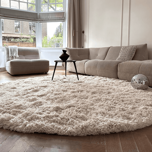 Interieur05 vloerkleed Pilo - hoogpolig - ivoorwit - Ø200 cm