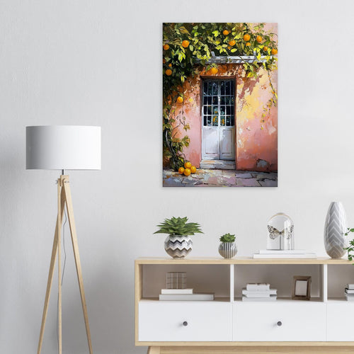 Artfulprints Canvas Mediterranean orange tree canvas - 60x90 cm - Oranje