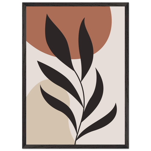 Artfulprints Poster met Lijst Boho - Abstract leaf   - 50x70 cm - Terracotta