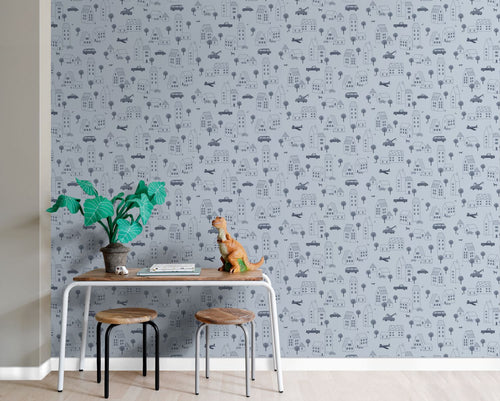 ESTAhome behang voertuigen blauw - 50 x 900 cm - 131823