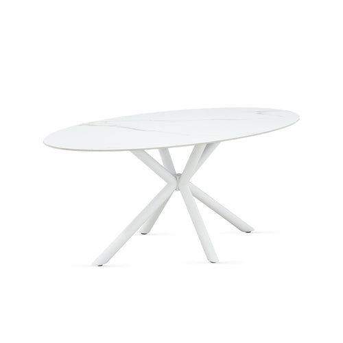 Giga Meubel Eettafel Roxy - Ovaal Wit Keramisch/Metaal - 180x90x75cm - vtwonen shop