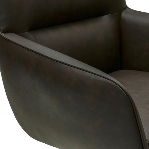 Furnhouse eetkamerstoelen armleuning Jessica - Donkerbruin - Kunstleer - Set van 6