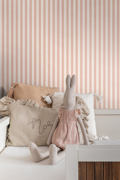 ESTAhome behang strepen terracotta roze - 53 cm x 10.05 m - 130950 - vtwonen shop