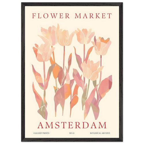 Artfulprints Poster met Lijst Flower market - Amsterdam I   - 50x70 cm - Roze
