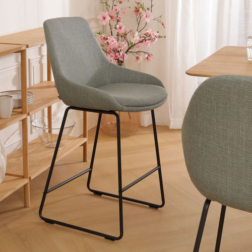 Nolon Nino-Isa Barkruk Saliegroen - Stof - Zwart Onderstel - 65 cm - vtwonen shop