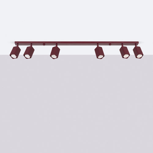 Sollux Lighting Plafondlamp RAYO 6L bordeaux - 117x6x16,5cm
