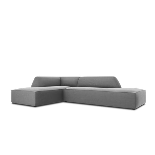 Cosmopolitan Design - Modulaire hoekbank links Siena 4-zits, flueel grijs - 180x273x69cm