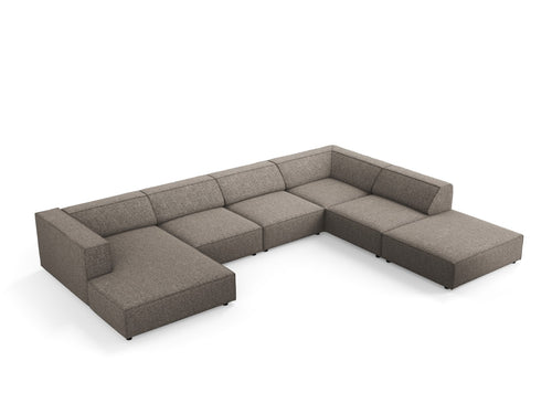 Cosmopolitan Design Panoramische hoekbank rechts Arendal 7-zits, chenille, grijs - 262x364x70cm
