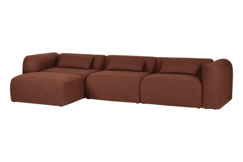noo.ma Yaro 4-zits hoekbank, Brick Red Bouclé, 248x100x69 cm