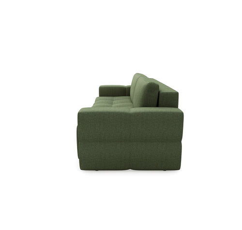 Sia Home - Slaapbank met opbergruimte, notenhout GABRIEL - kruisweefsel olijfgroen 247cm