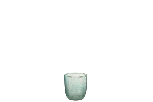J-Line windlicht Bubbels - glas - aqua - small - 6 stuks