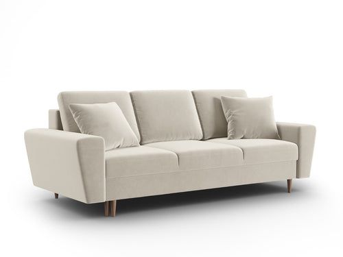 Cosmopolitan Design Slaapbank met opbergdoos Kyoto 3-zits, flueel lichtbeige - 100x235x88cm